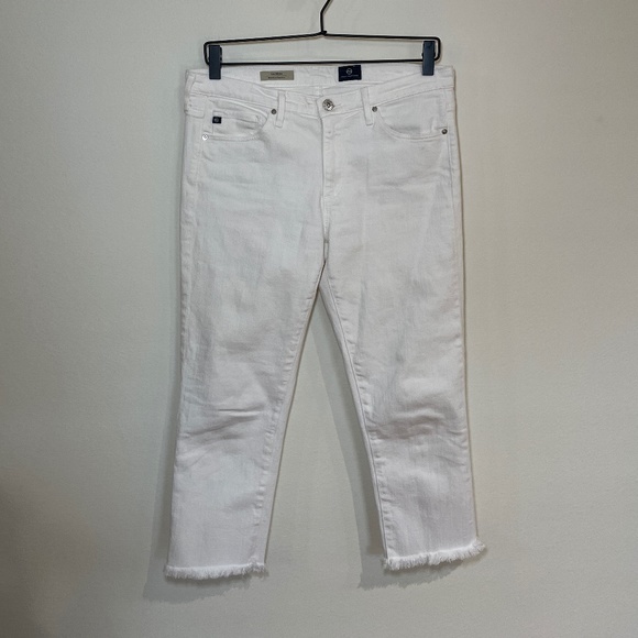 Ag Adriano Goldschmied Denim - AG Jeans Women's Size 29 White The Prima Mid Rise Cigarette Cropped Denim